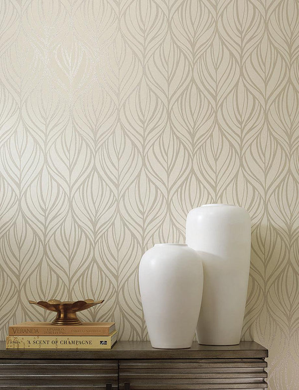 Wallpaper Palma Wallpaper // Taupe & Silver 