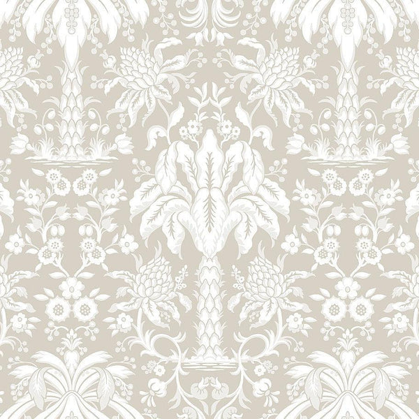 Wallpaper Palmetto Palm Damask Wallpaper // Beige 