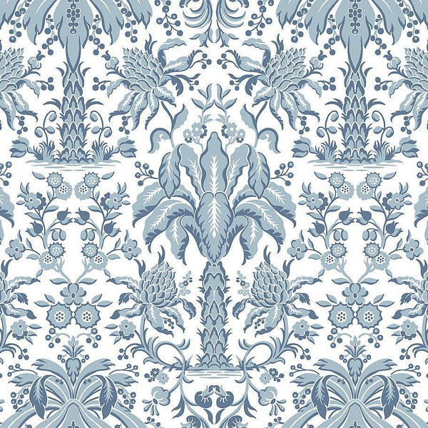 Wallpaper Palmetto Palm Damask Wallpaper // Blue 