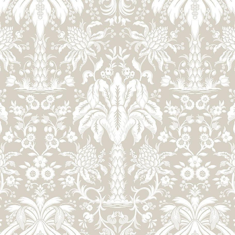 Wallpaper Palmetto Palm Damask Wallpaper Sample // Beige 8 x 10 