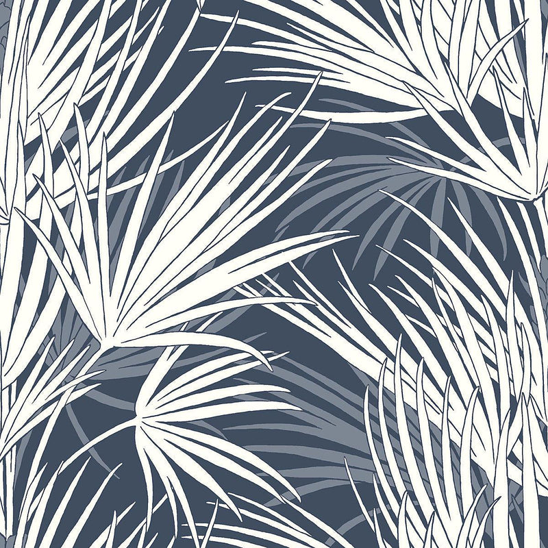Wallpaper Palmetto Wallpaper Sample // Navy & White 8 x 10 