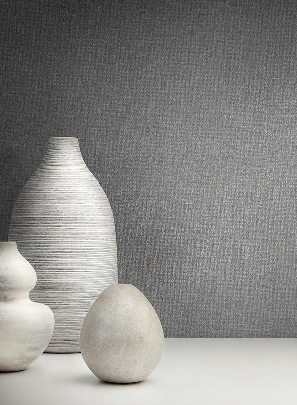 Wallpaper Panama Weave Wallpaper // Grey Metallic 