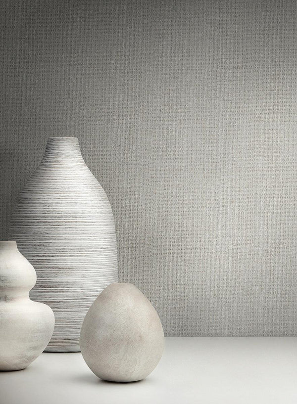 Wallpaper Panama Weave Wallpaper // Light Grey Metallic 