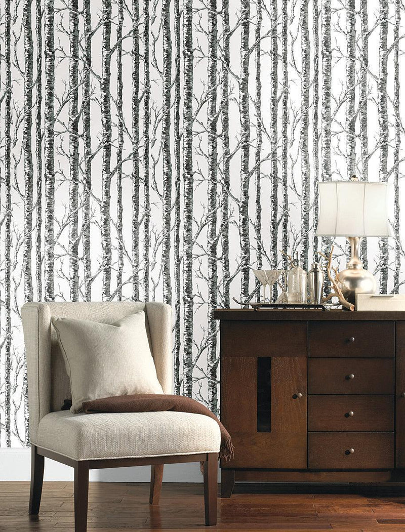 Wallpaper Paper Birch Wallpaper // Black & White 