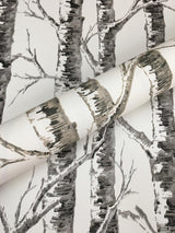 Wallpaper Paper Birch Wallpaper // White & Grey 