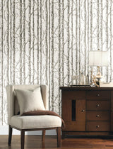 Wallpaper Paper Birch Wallpaper // White & Grey 