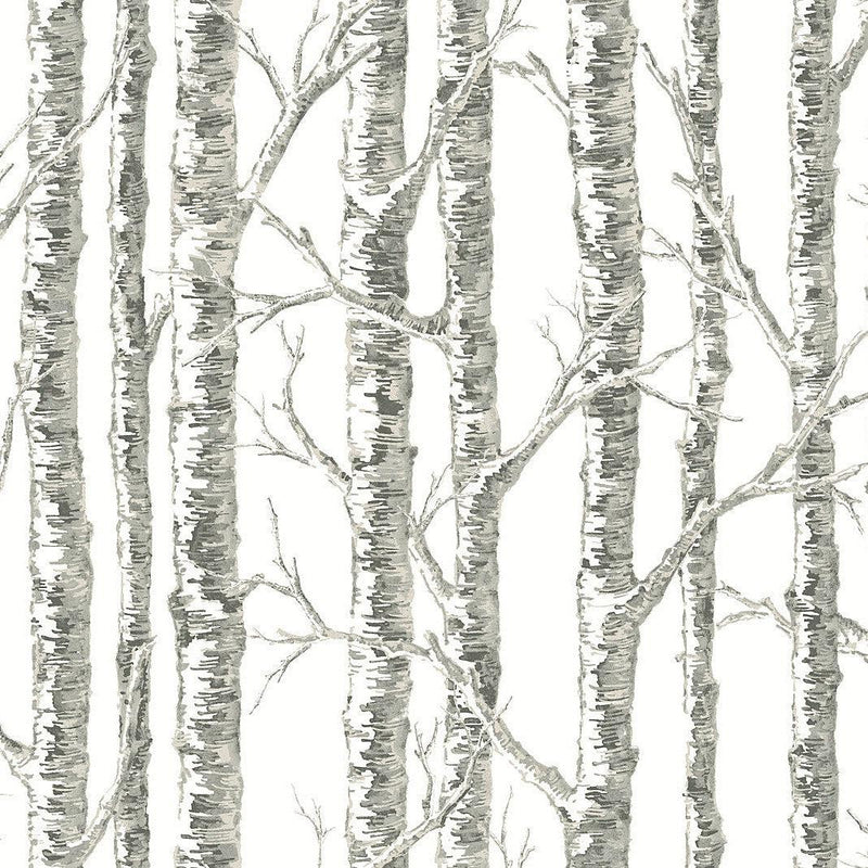 Wallpaper Paper Birch Wallpaper // White & Grey 