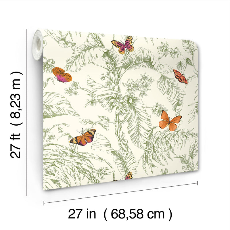 Wallpaper Papillon Wallpaper // Green & Orange 