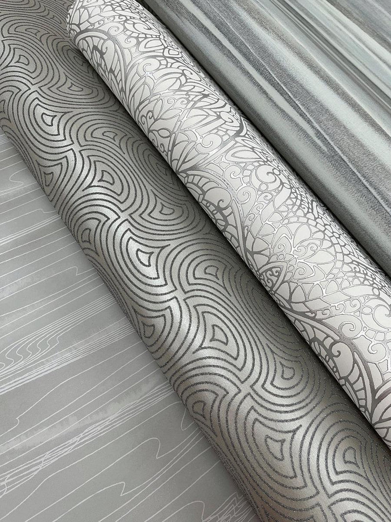 Wallpaper Paradise Wallpaper // Bright White & Silver 