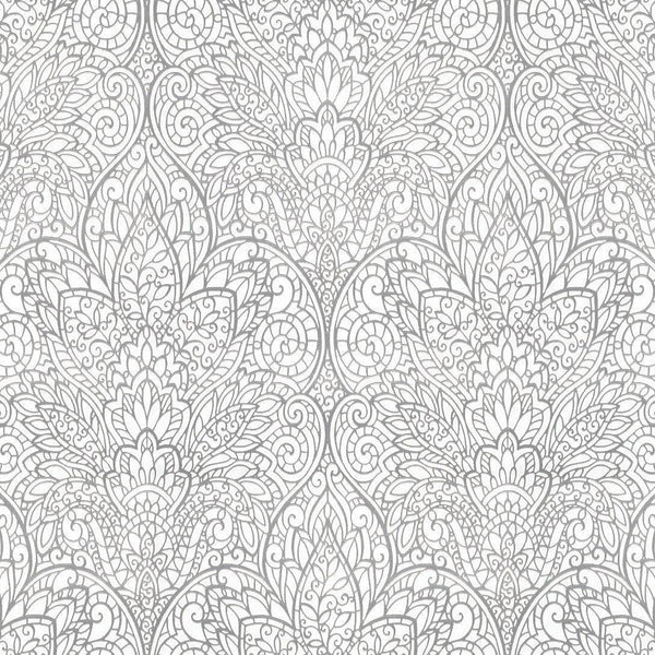 Wallpaper Paradise Wallpaper // Bright White & Silver 