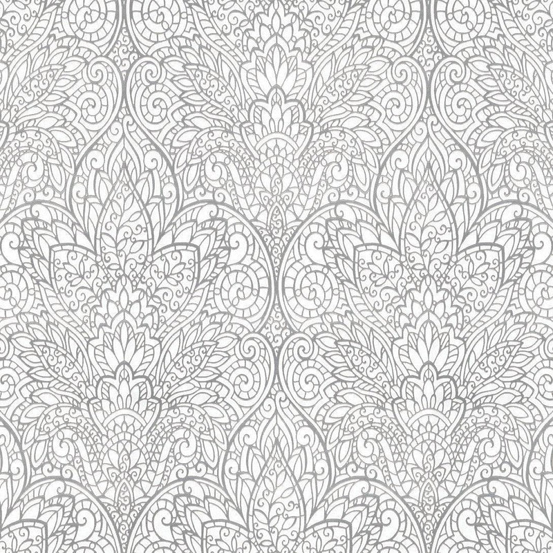 Wallpaper Paradise Wallpaper // Bright White & Silver 