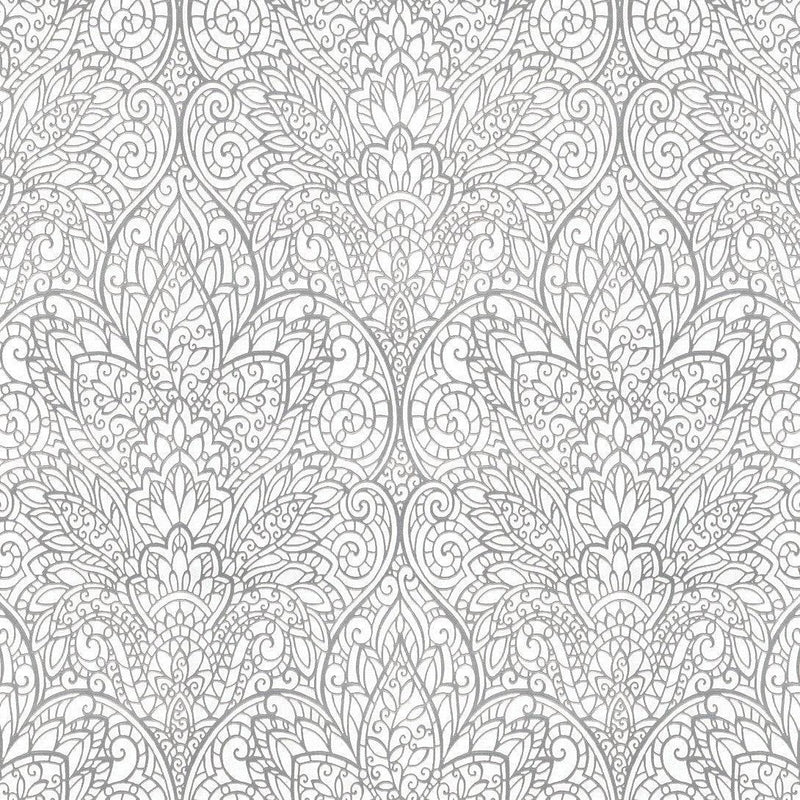 Wallpaper Paradise Wallpaper Sample // Bright White & Silver 8 x 10 