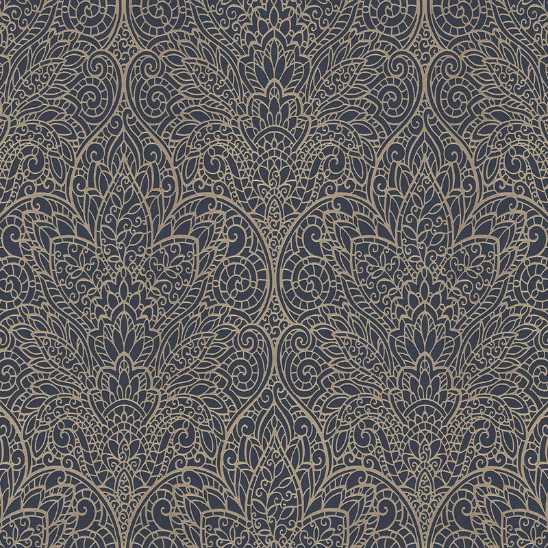 Wallpaper Paradise Wallpaper Sample // Navy & Gold 8 x 10 