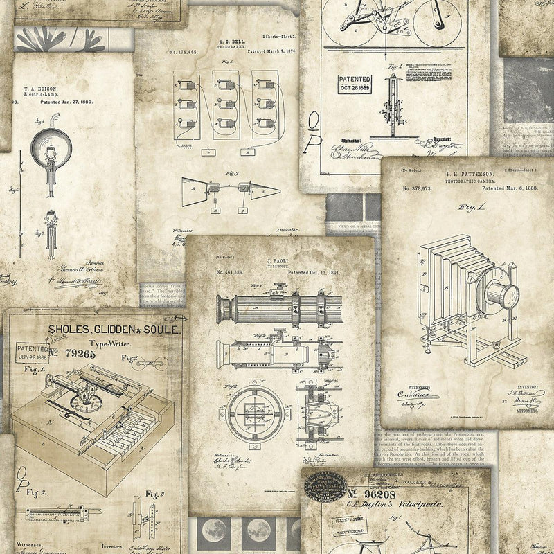Wallpaper Patent Pending Wallpaper Sample // Tan 8 x 10 
