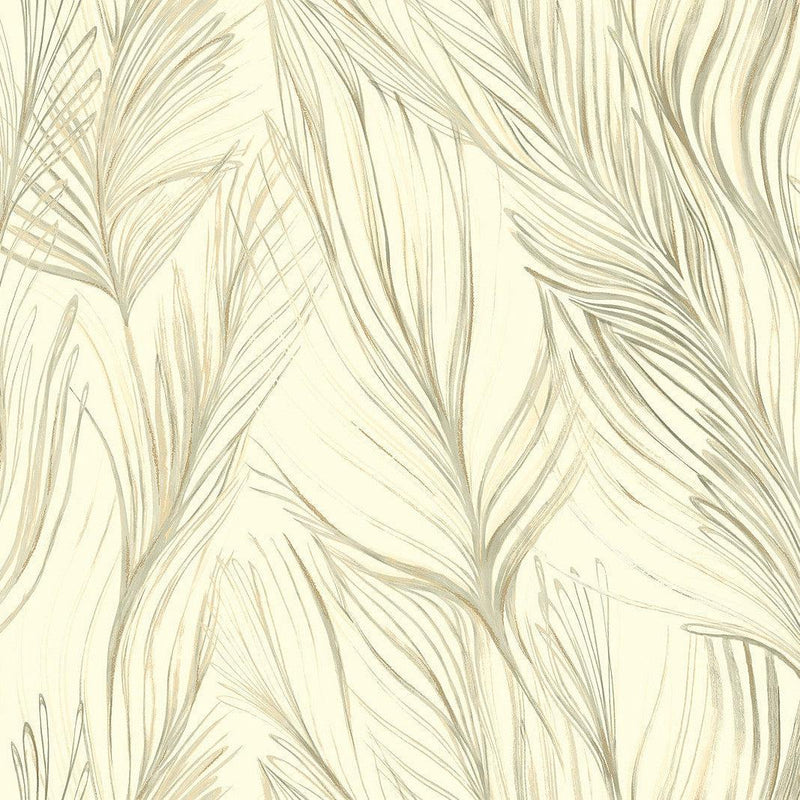 Wallpaper Peaceful Plume Wallpaper Sample // Beige 8 x 10 