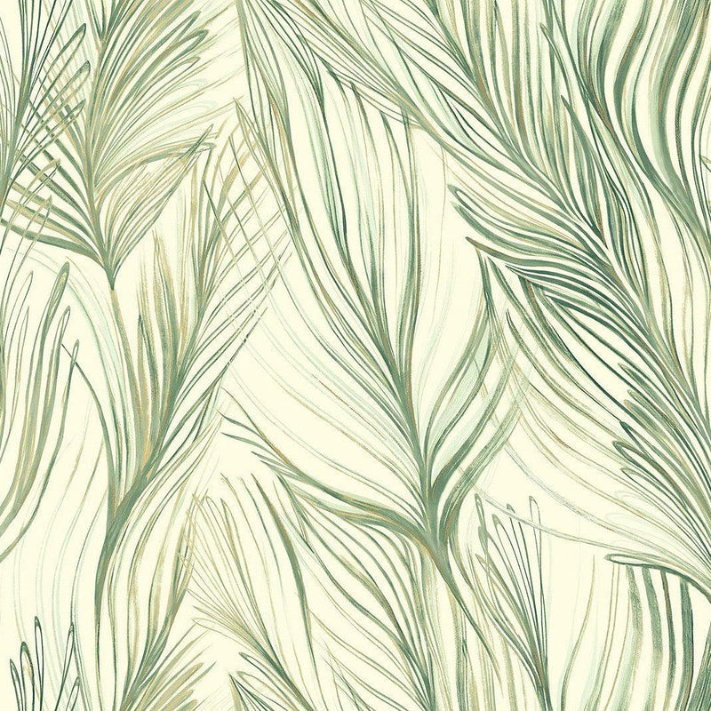Wallpaper Peaceful Plume Wallpaper Sample // Green 8 x 10 