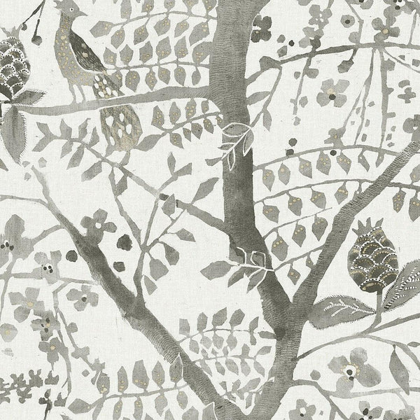 Wallpaper Peacock Block Print Wallpaper // Grey 