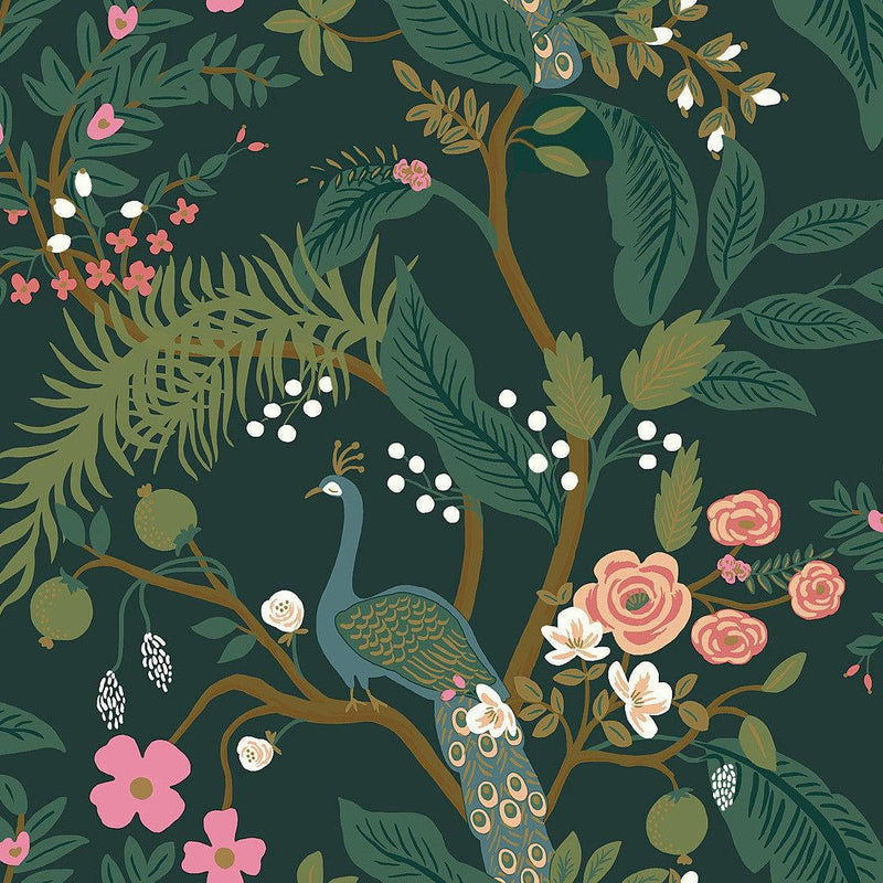 Wallpaper Peacock Wallpaper Sample // Emerald 8 x 10 