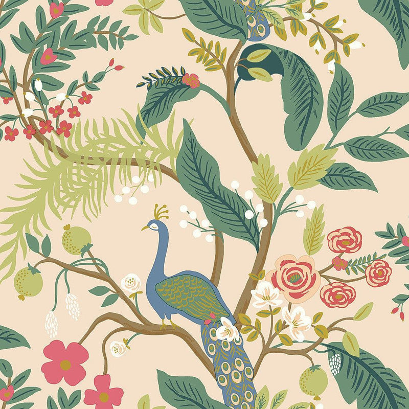 Wallpaper Peacock Wallpaper Sample // Light Pink 8 x 10 