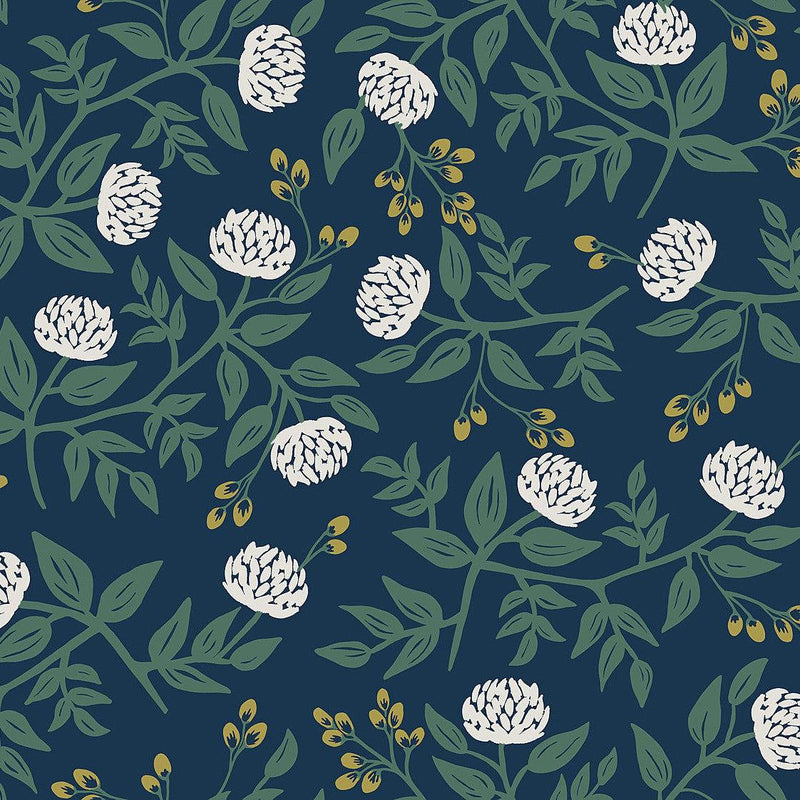 Wallpaper Peonies Wallpaper Sample // Navy 8 x 10 