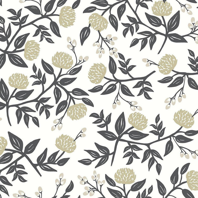 Wallpaper Peonies Wallpaper Sample // White & Black 8 x 10 