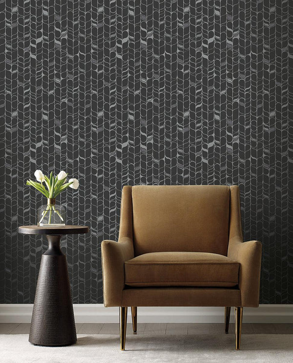 Wallpaper Perfect Petals Wallpaper // Black & Silver 