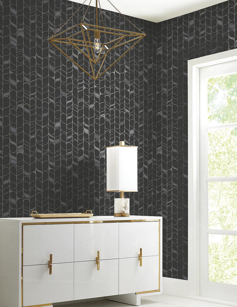 Wallpaper Perfect Petals Wallpaper // Black & Silver 