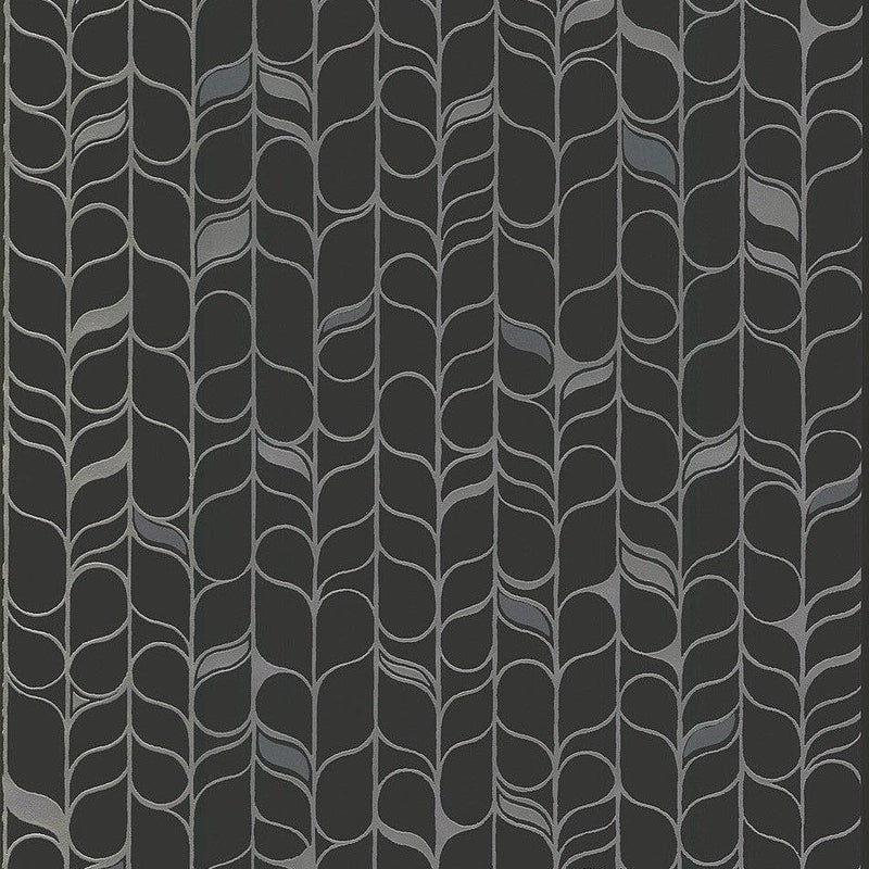 Wallpaper Perfect Petals Wallpaper Sample // Black & Silver 8 x 10 