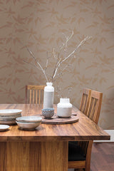 Wallpaper Persimmon Leaf Wallpaper // Gold & Taupe 
