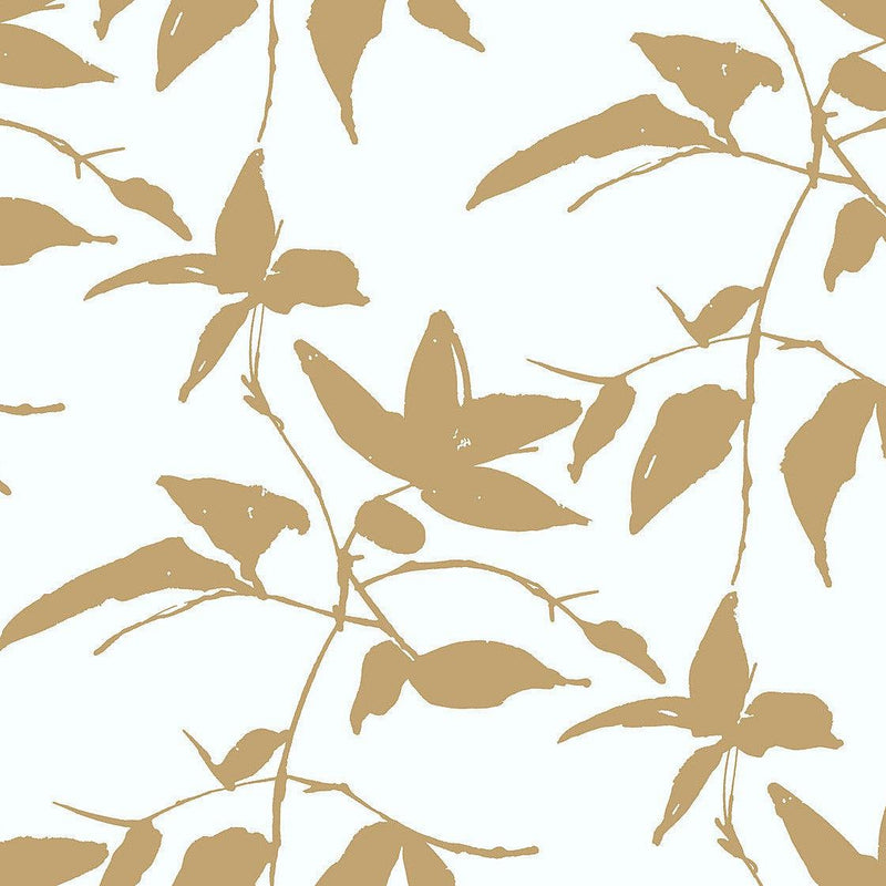 Wallpaper Persimmon Leaf Wallpaper Sample // Gold & White 8 x 10 