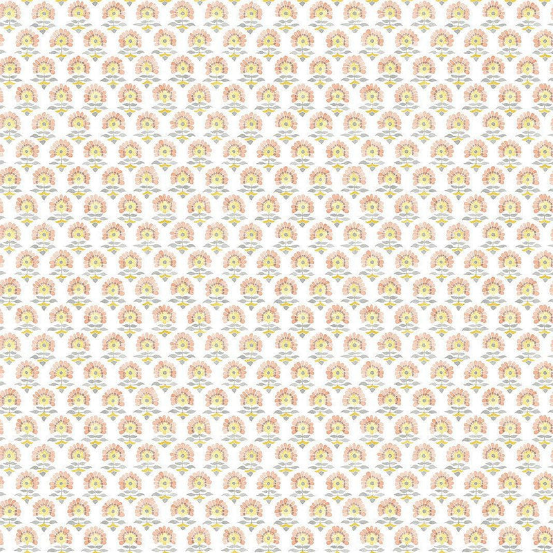 Wallpaper Petite Fleur Wallpaper Sample // Peach & Yellow 8 x 10 