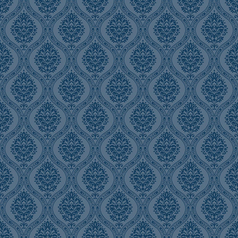 Wallpaper Petite Ogee Wallpaper Sample // Navy 8 x 10 