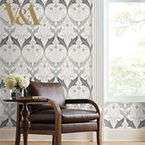 Wallpaper Pine Cone Ribbon Wallpaper // Charcoal Metallic 
