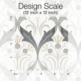 Wallpaper Pine Cone Ribbon Wallpaper // Charcoal Metallic 