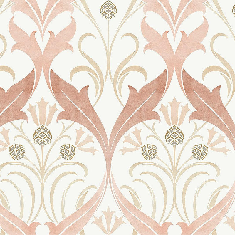 Wallpaper Pine Cone Ribbon Wallpaper Sample // Blush 8 x 10 