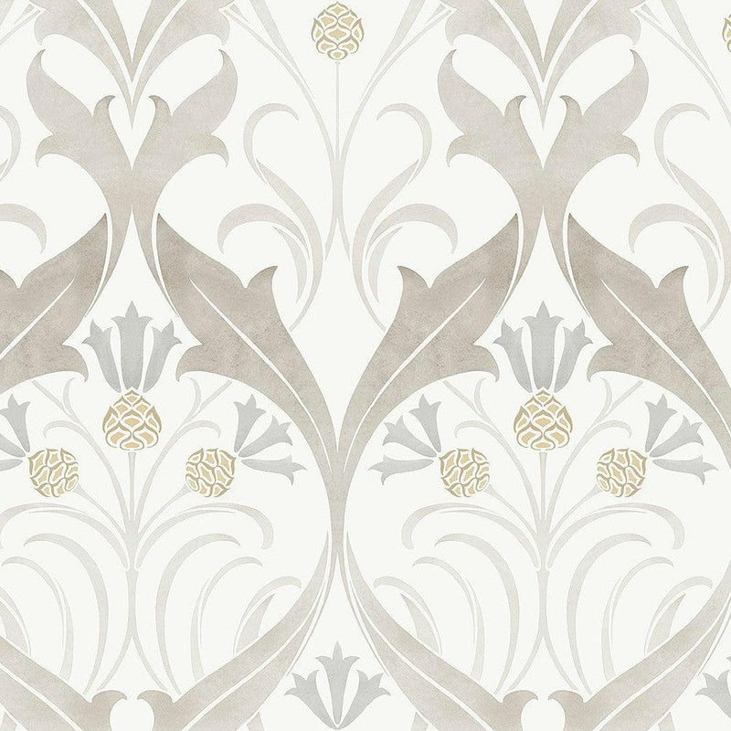 Wallpaper Pine Cone Ribbon Wallpaper Sample // Neutral 8 x 10 