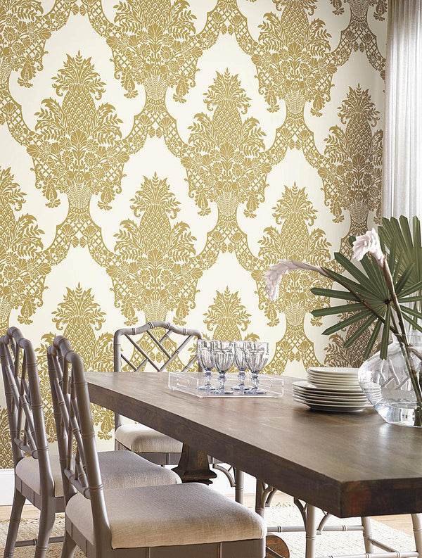 Wallpaper Pineapple Plantation Wallpaper // Gold 