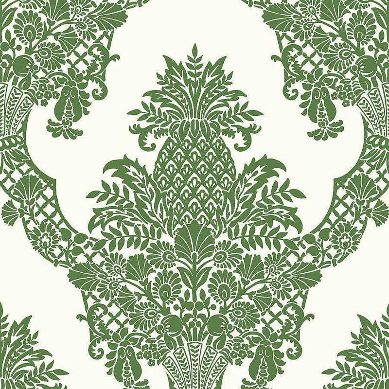 Wallpaper Pineapple Plantation Wallpaper Sample // Green & White 8 x 10 