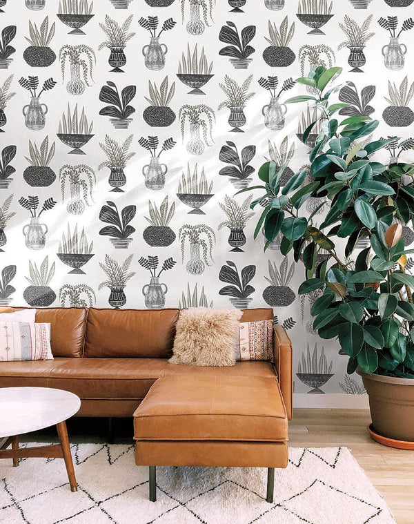 Wallpaper Plant Party Peel & Stick Wallpaper // Black 