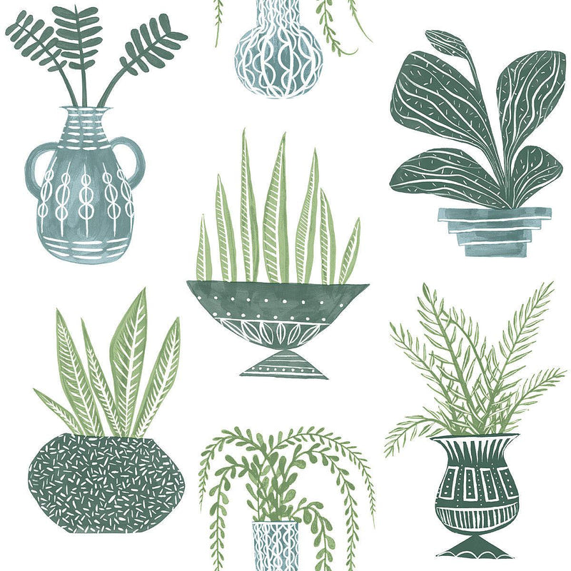 Wallpaper Plant Party Peel & Stick Wallpaper Sample // Green 8 x 10 