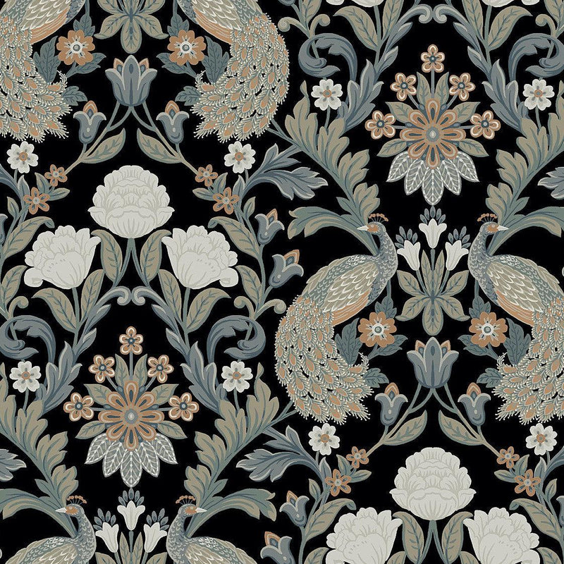 Wallpaper Plume Dynasty Wallpaper Sample // Black 8 x 10 