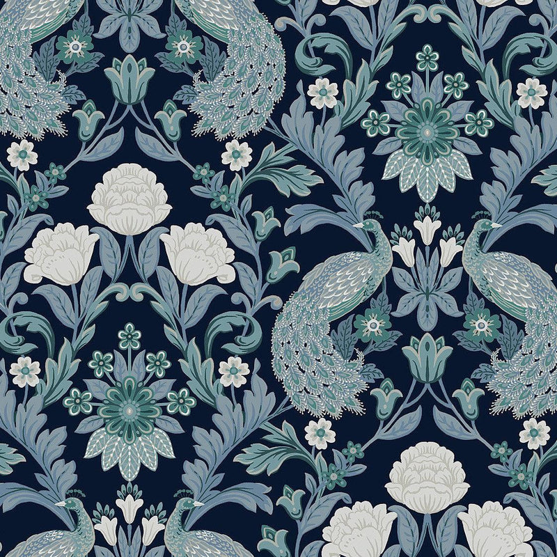 Wallpaper Plume Dynasty Wallpaper Sample // Navy 8 x 10 
