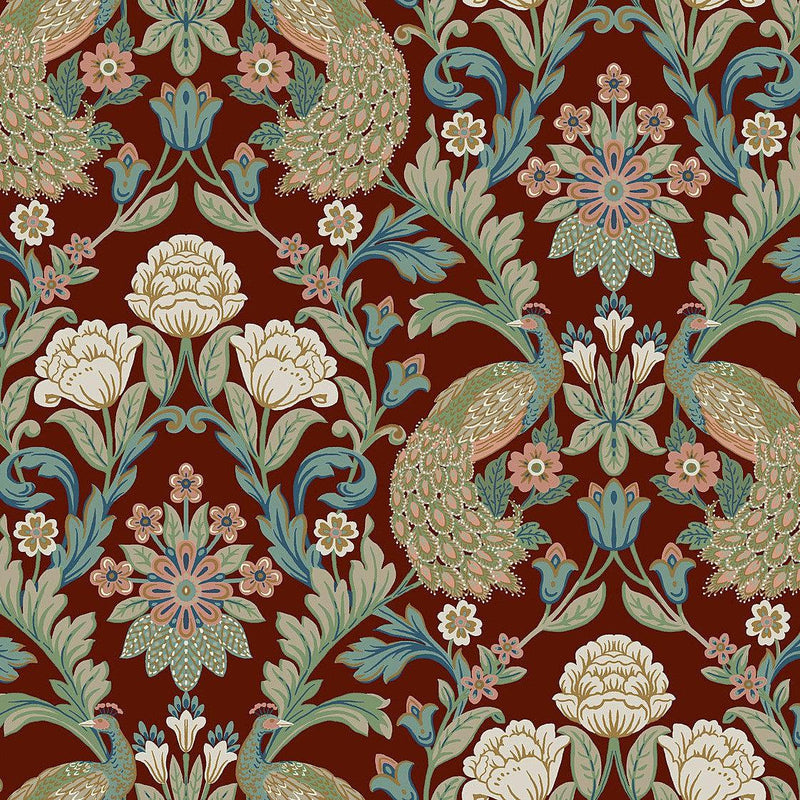 Wallpaper Plume Dynasty Wallpaper Sample // Red Metallic 8 x 10 