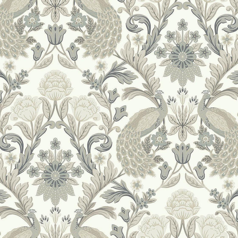 Wallpaper Plume Dynasty Wallpaper Sample // White & Neutral Metallic 8 x 10 