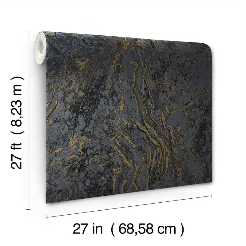 Wallpaper Polished Marble Wallpaper // Black 