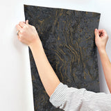 Wallpaper Polished Marble Wallpaper // Black 
