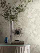 Wallpaper Polished Marble Wallpaper // White & Gold 