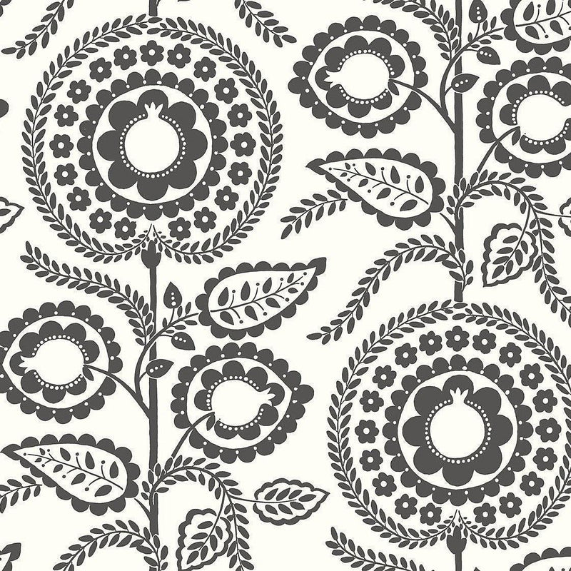 Wallpaper Pomegranate Bloom Wallpaper Sample // Black & White 8 x 10 