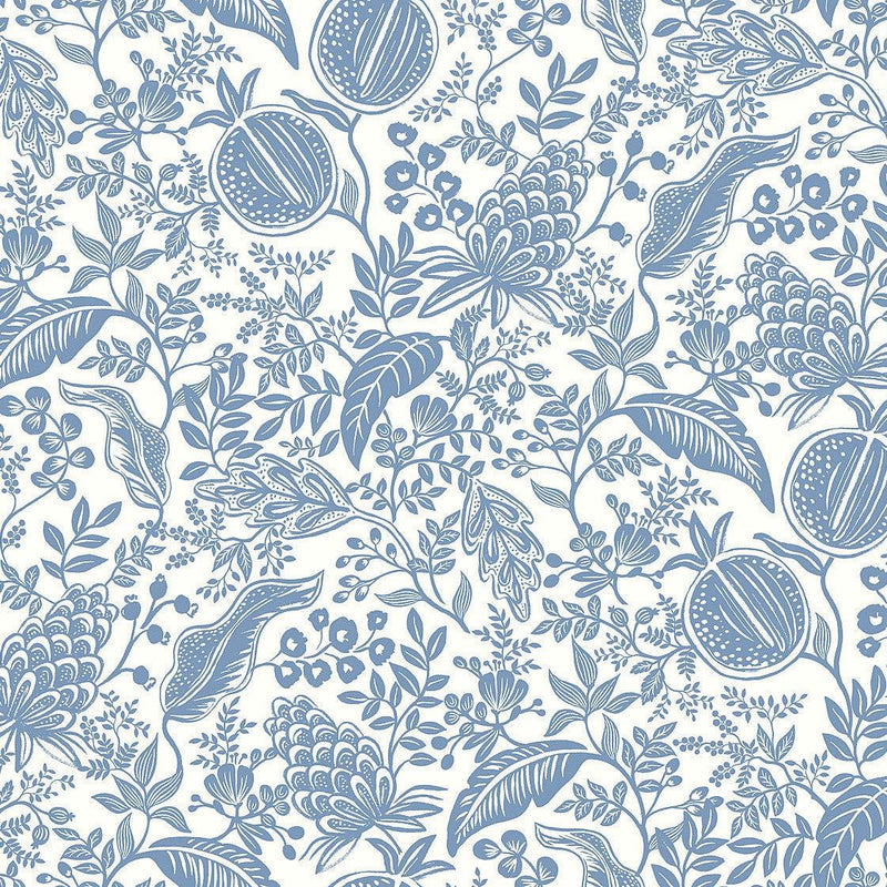 Wallpaper Pomegranate Wallpaper Sample // White & Blue 8 x 10 