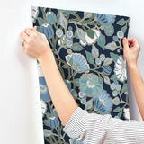 Wallpaper Poppies Wallpaper // Black & Blue Metallic 
